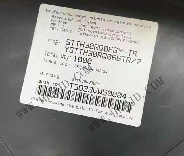供應(yīng) STTH30RQ06GY 一款汽車級 600V、30A 超快軟恢復(fù)二極管