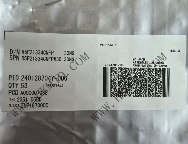 瑞薩電子【MCU芯片】R5F21334CNFP 16位微控制器，采用R8C CPU內(nèi)核